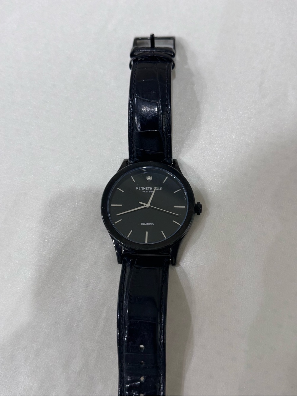 Kenneth Cole Men's All-Black Leather Strap Watch